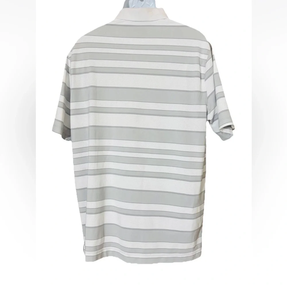 Nike Golf Tour Performance Polo Shirt Dri-Fit Size X-Large Gray White Stripe